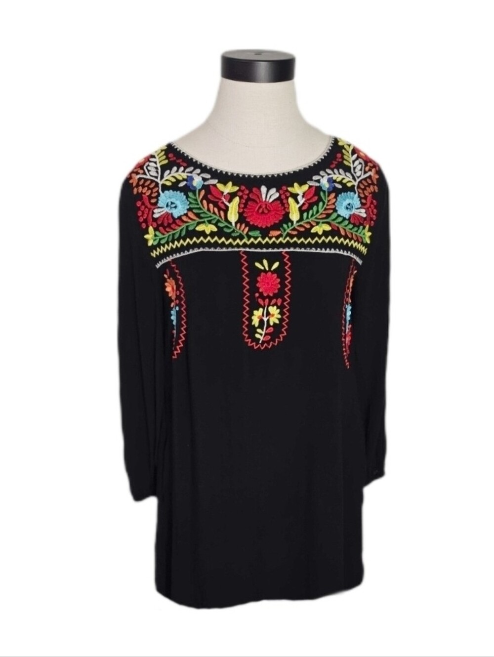 Jodifl Dress Boho Peasant Tunic-Length Black Size S - Picture 2 of 14